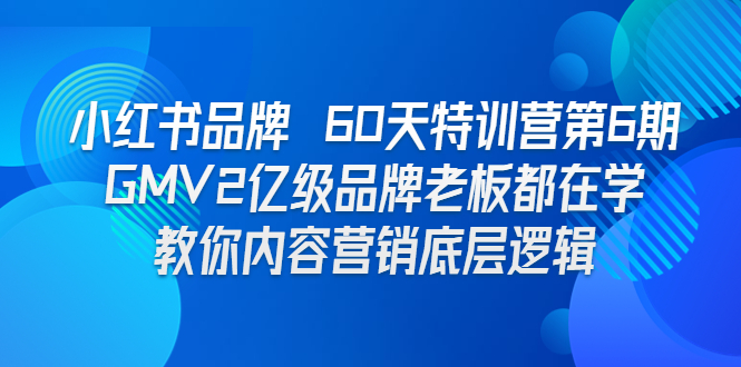 小红书品牌 60天特训营第6期 GMV2亿级品牌老板都在学 教你内容营销底层逻辑-网创课程-网创项目资源整合平台